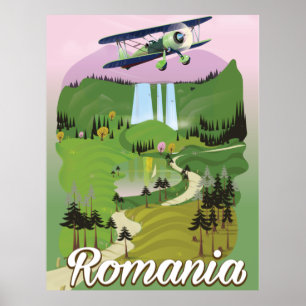 Póster Afiche de viaje al estilo vintage de Rumania
