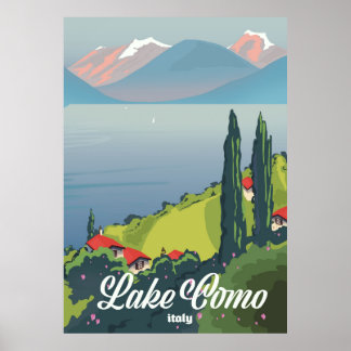 Póster Afiche de viaje al estilo vintage del Lago de Como