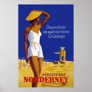 Póster Afiche de viaje alemán "Norderney"