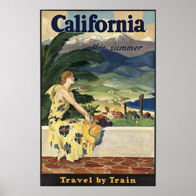 Póster Afiche de viaje americano de California (Frente)