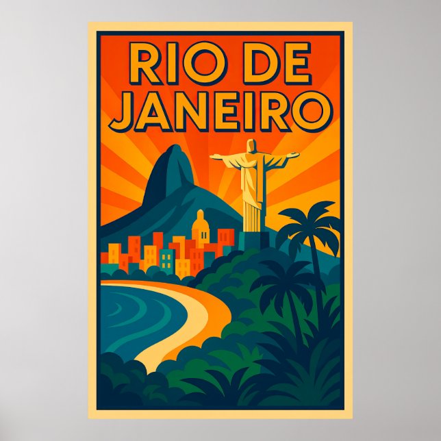 Póster Afiche de viaje Art Deco de Río de Janeiro (Frente)