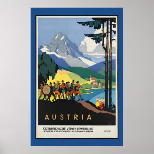 Póster Afiche de Viaje Austríaco Vintage