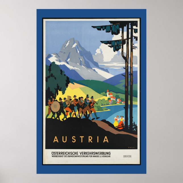 Póster Afiche de Viaje Austríaco Vintage (Frente)