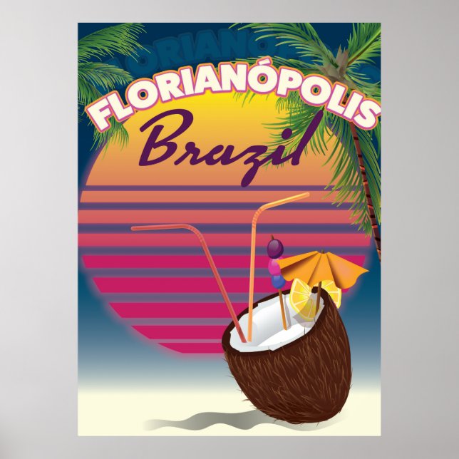 Póster Afiche de viaje brasileño de Florianópolis (Frente)