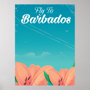Póster Afiche de viaje clásico de Fly to Barbados