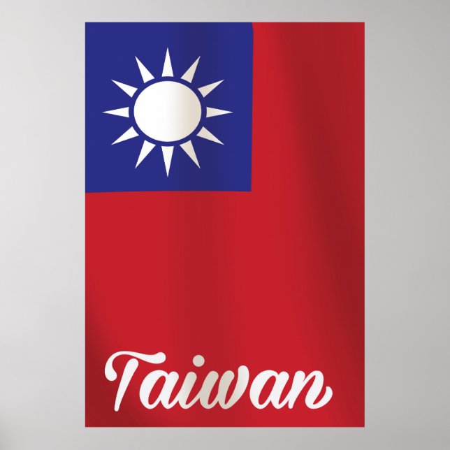 Póster Afiche de viaje con bandera nacional de Taiwán (Frente)