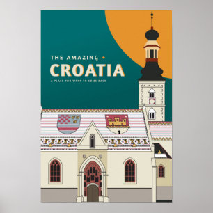 Póster Afiche de viaje croata moderno de Guay