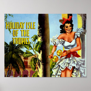 Póster Afiche de viaje cubano vintage - Trópicos de la Is