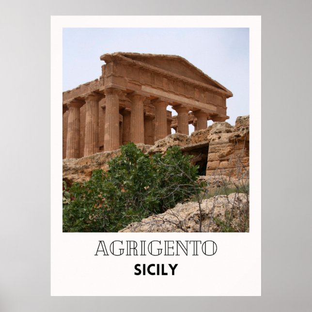 Póster Afiche de viaje de Agrigento Sicily Italia (Frente)