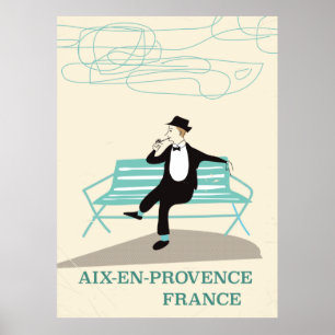 Póster Afiche de viaje de Aix-en-Provence Francia
