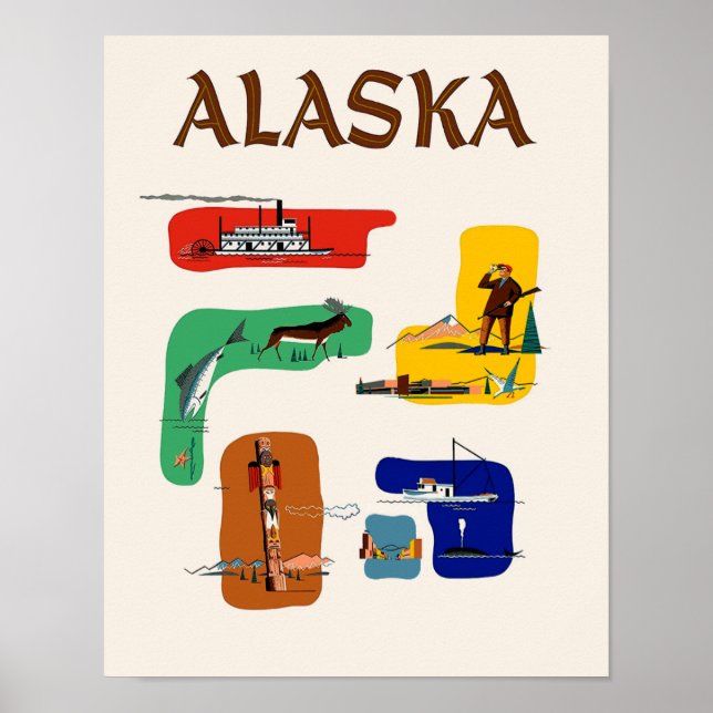 Póster Afiche de viaje de Alaska (Frente)