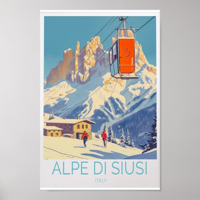 Póster Afiche de viaje de Alpe di Siusi Italia - Escenari (Frente)