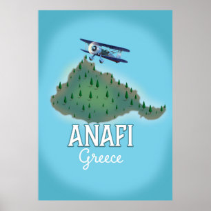Póster Afiche de viaje de Anafi Island Greece.