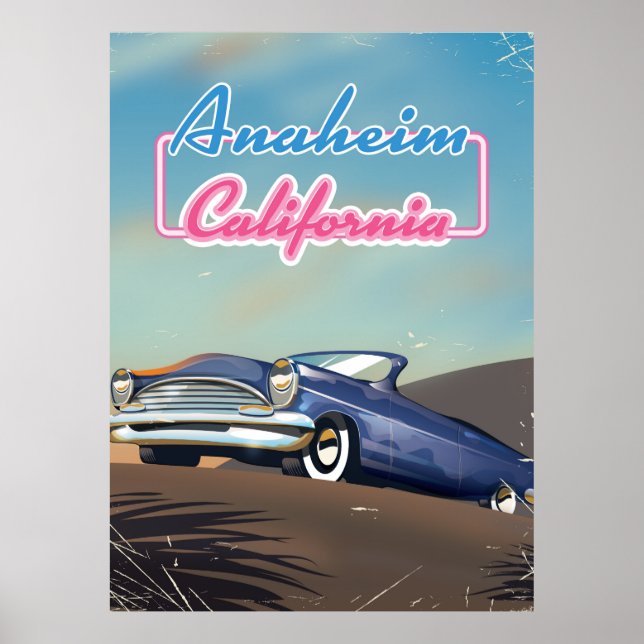Póster Afiche de viaje de Anaheim California (Frente)