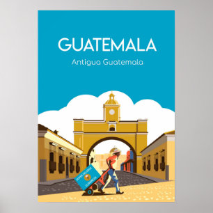 Póster Afiche de viaje de Antigua Guatemala