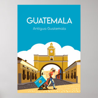 Póster Afiche de viaje de Antigua Guatemala