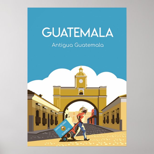 Póster Afiche de viaje de Antigua Guatemala (Frente)