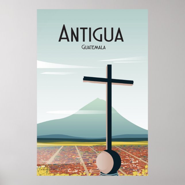 Póster Afiche de viaje de Antigua Guatemala (Frente)