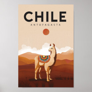 Póster Afiche de viaje de Antofagasta de Chile