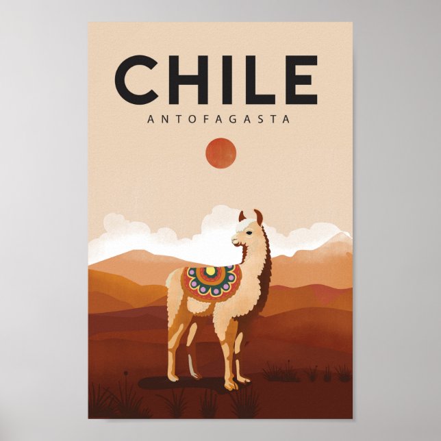 Póster Afiche de viaje de Antofagasta de Chile (Frente)