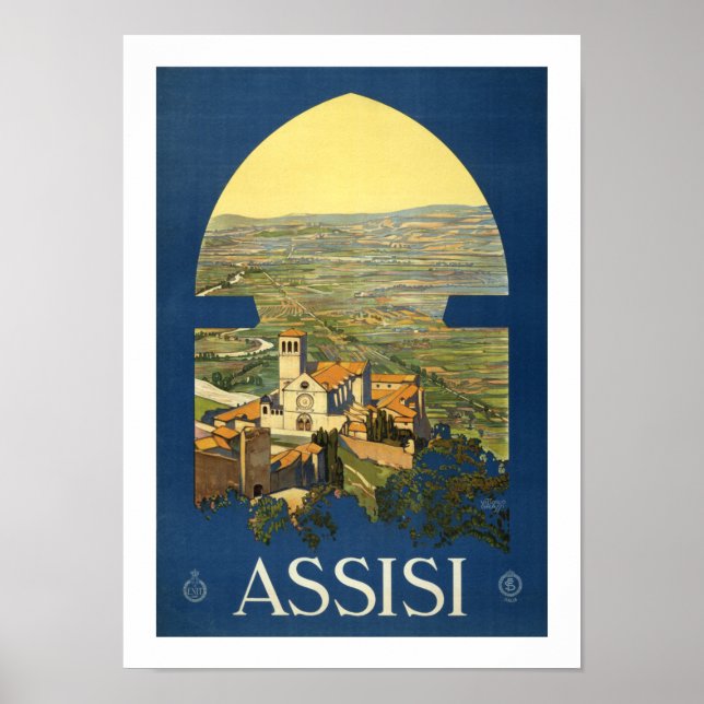 Póster Afiche de viaje de Assisi (Frente)