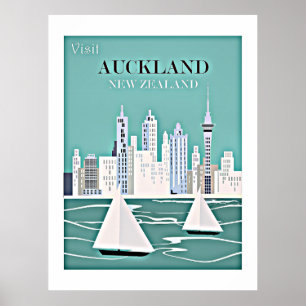 Póster Afiche de viaje de Auckland, Nueva Zelandia