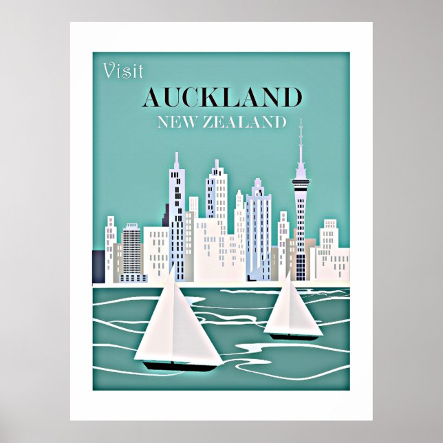 Póster Afiche de viaje de Auckland, Nueva Zelandia (Frente)