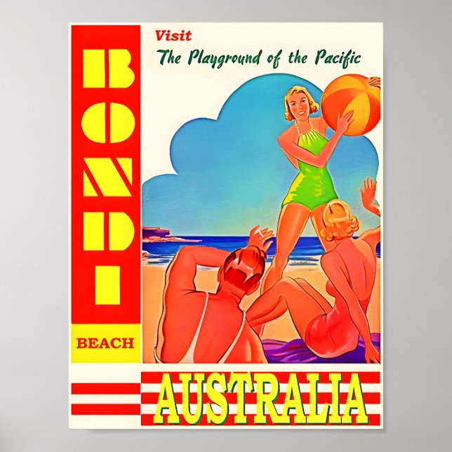 Póster Afiche de viaje de Australia Bondi-Beach (Frente)