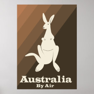 Póster Afiche de viaje de Australia por Air Kangaroo.