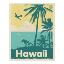 Afiche de Viaje de Aviación de Honolulu