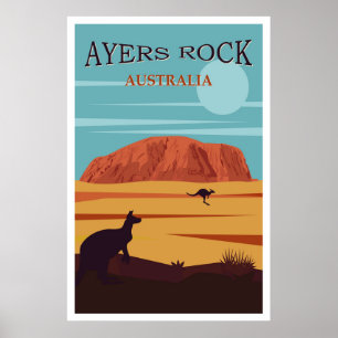Póster Afiche de viaje de Ayers Rock, Australia