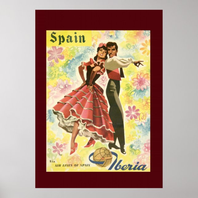 Póster Afiche de viaje de bailarina de España (Frente)