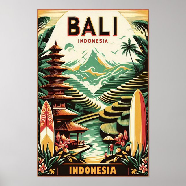 Póster Afiche de Viaje de Bali (Frente)