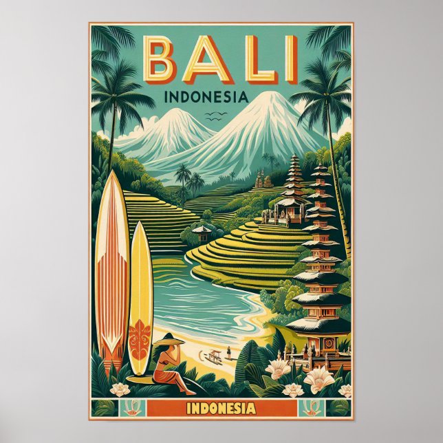 Póster Afiche de Viaje de Bali (Frente)
