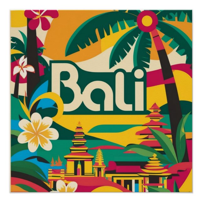 Póster Afiche de viaje de Bali Indonesia (Anverso)