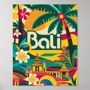 Póster Afiche de viaje de Bali Indonesia
