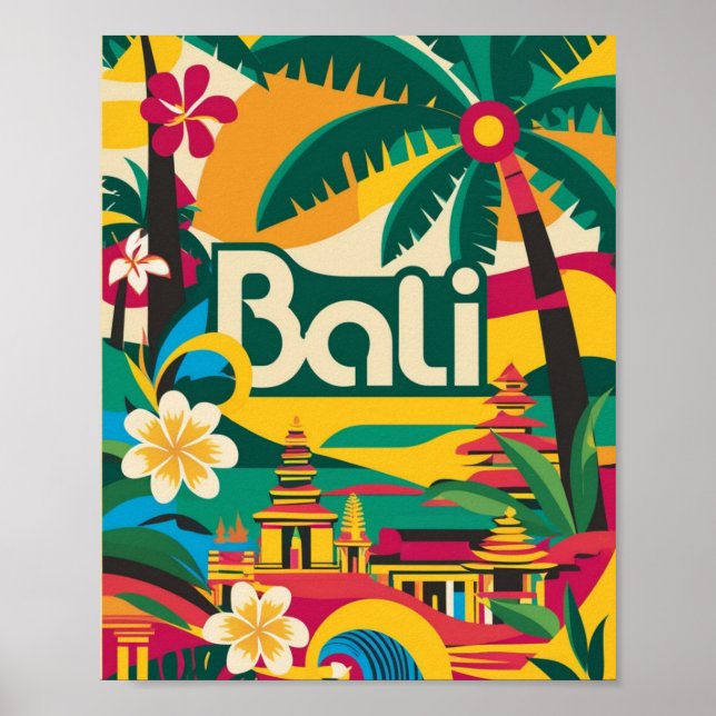 Póster Afiche de viaje de Bali Indonesia (Frente)