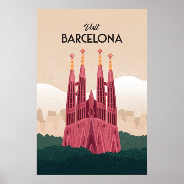 Póster Afiche de viaje de Barcelona España (Frente)