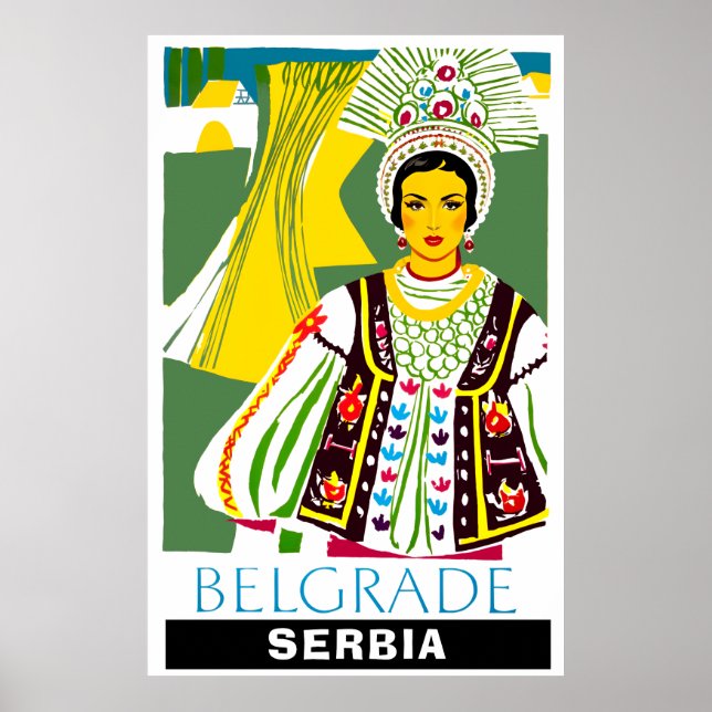 Póster Afiche de viaje de Belgrado, Serbia (Frente)