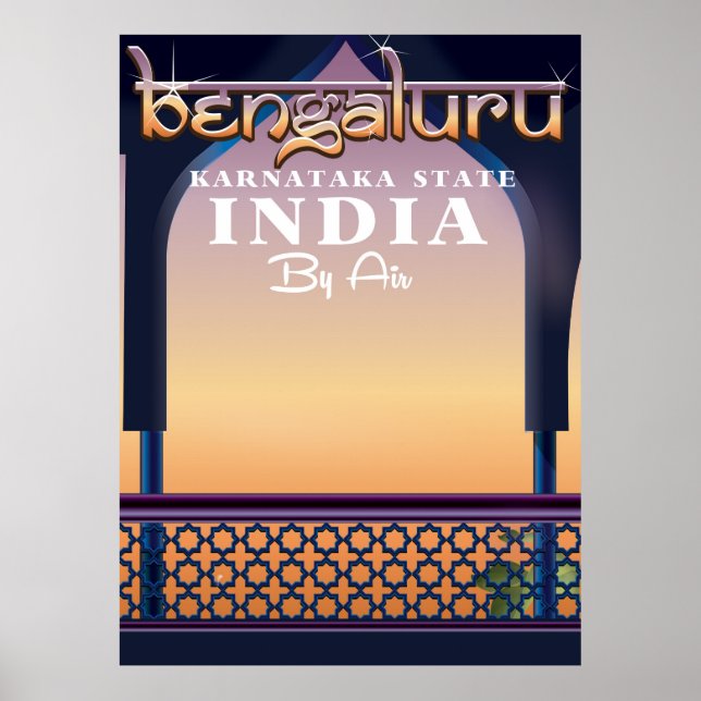 Póster Afiche de viaje de Bengaluru, India (Frente)