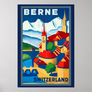 Póster Afiche de viaje de Berna Suiza de los años 30 ¡Her