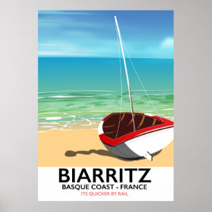 Póster Afiche de viaje de Biarritz France Beach