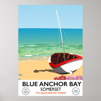 Póster Afiche de viaje de Blue Anchor Bay Somerset