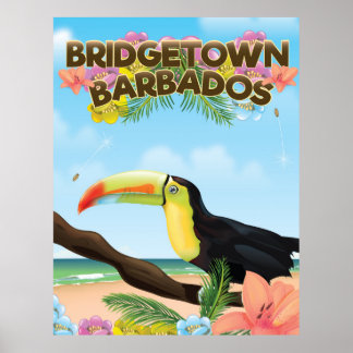 Póster Afiche de viaje de Bridgetown Barbados Toucan