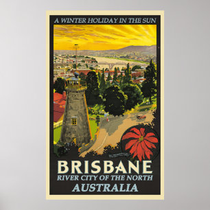 Póster Afiche de viaje de Brisbane, Australia