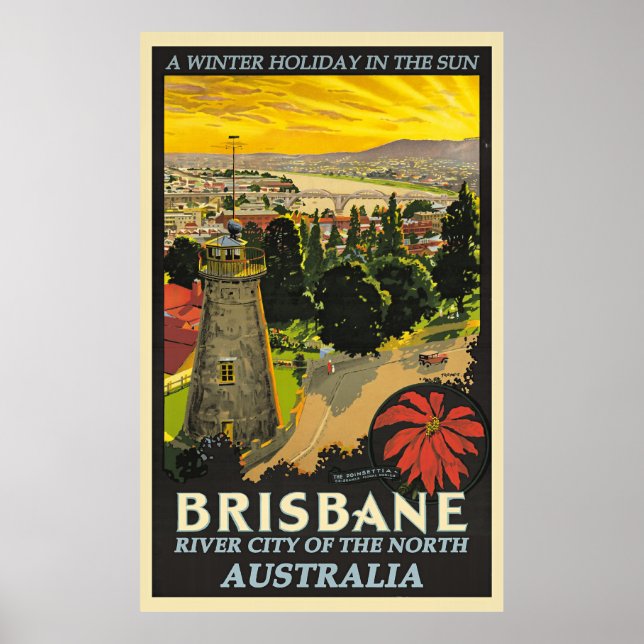 Póster Afiche de viaje de Brisbane, Australia (Frente)
