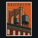 Póster Afiche de viaje de Brooklyn<br><div class="desc">El puente de Brooklyn presentado.</div>