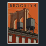 Póster Afiche de viaje de Brooklyn<br><div class="desc">El puente de Brooklyn presentado.</div>