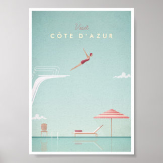 Póster Afiche de viaje de buceo de la Costa Azul