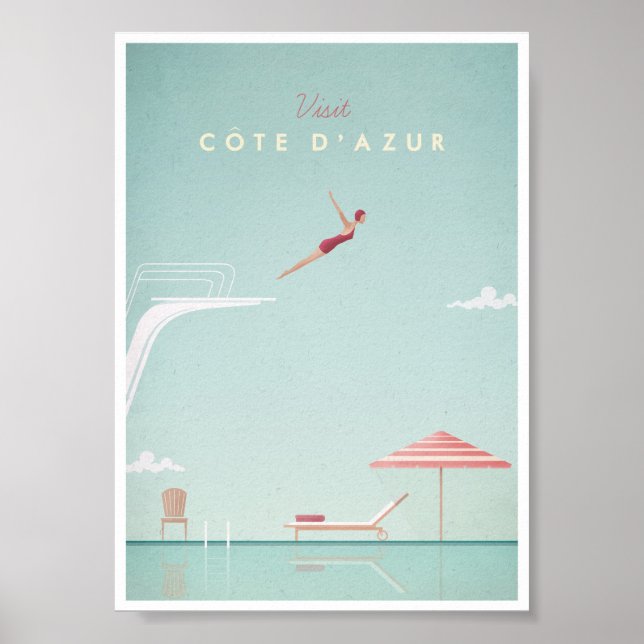 Póster Afiche de viaje de buceo de la Costa Azul (Frente)